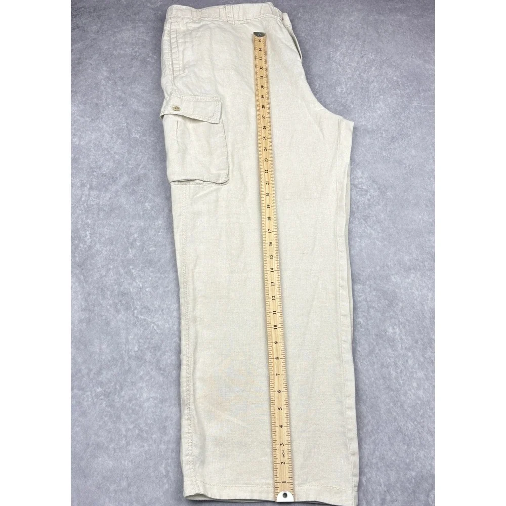 Tommy Bahama Relax Linen Cargo Pants Mens XL Oatmeal Beige Beach Trousers Casual
